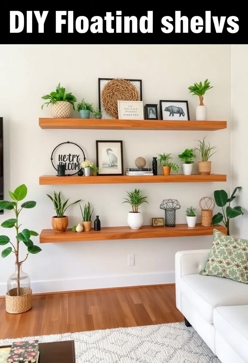 30+ Floating Shelf Ideas for Living Room Décor and Storage - 21. DIY Floating Shelves