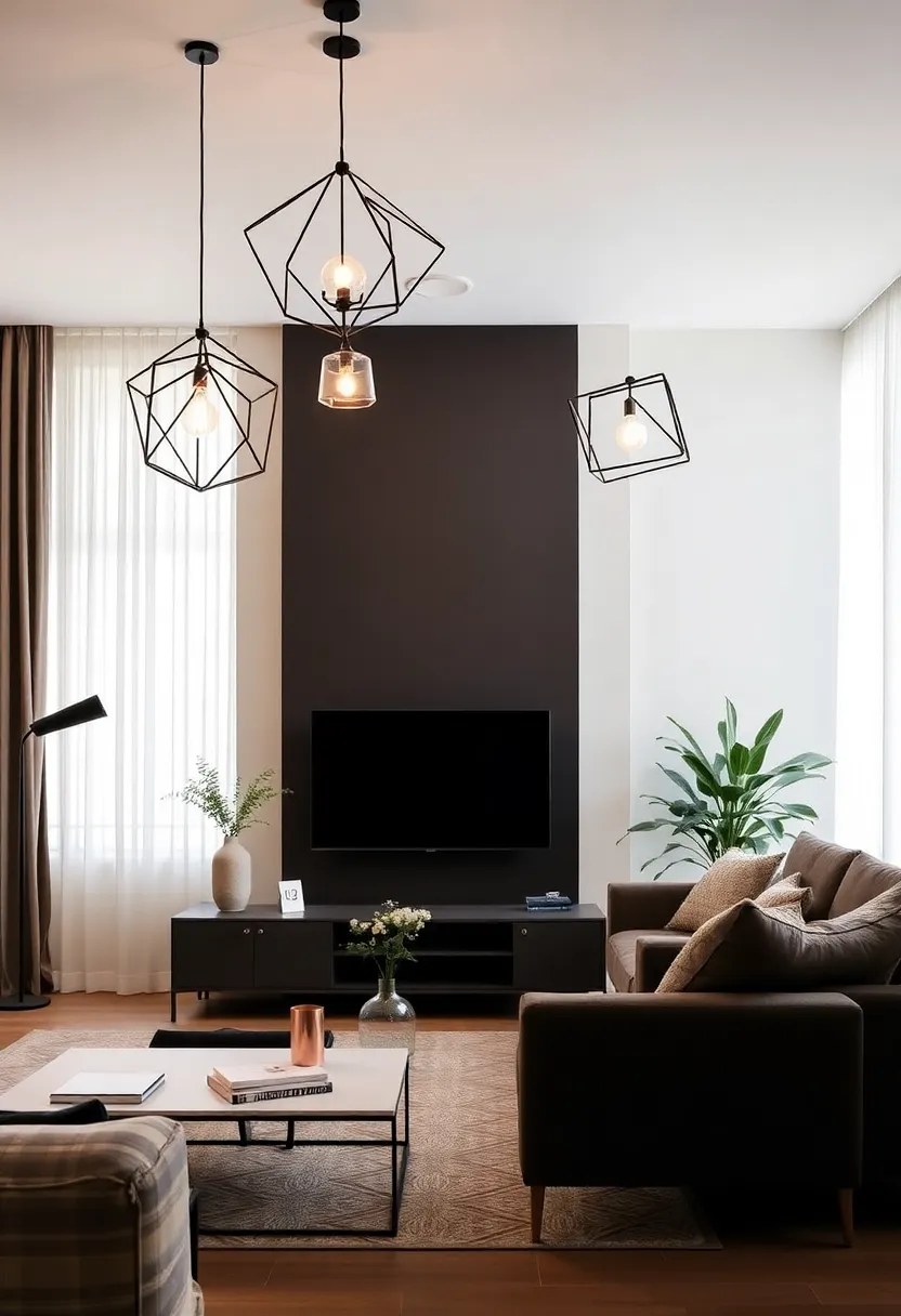 30+ Stunning Living Room Ceiling Lighting Ideas for Perfect Illumination 64 30+ Stunning Living Room Ceiling Lighting Ideas for Perfect Illumination - 10. Geometric Light Designs