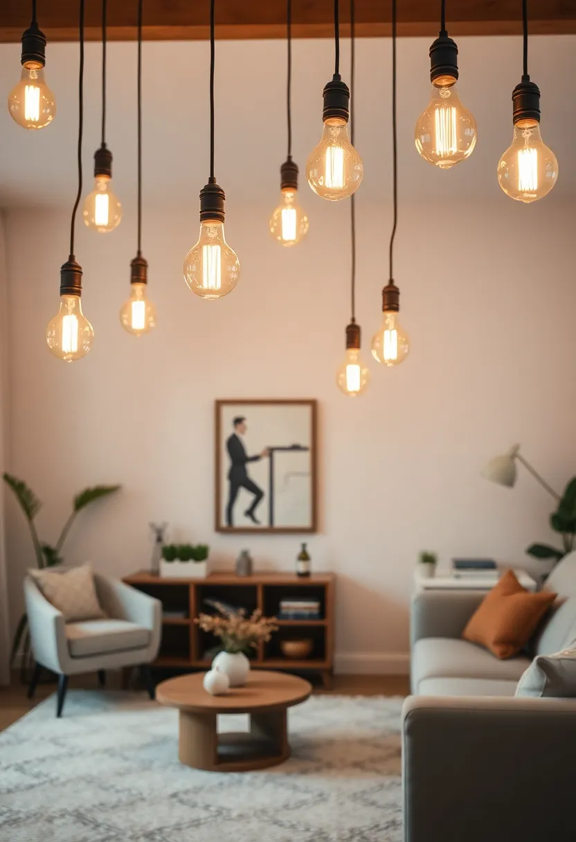 30+ Stunning Living Room Ceiling Lighting Ideas for Perfect Illumination 123 30+ Stunning Living Room Ceiling Lighting Ideas for Perfect Illumination - 19. Vintage Edison Bulbs