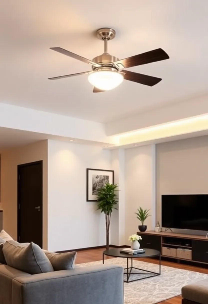 30+ Stunning Living Room Ceiling Lighting Ideas for Perfect Illumination 144 30+ Stunning Living Room Ceiling Lighting Ideas for Perfect Illumination - 22. Lighted Ceiling Fans