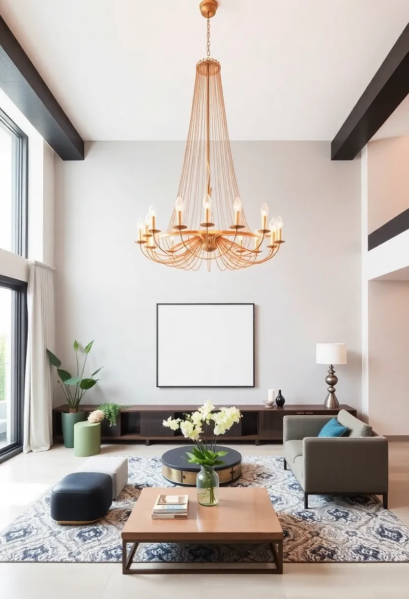 30+ Stunning Living Room Ceiling Lighting Ideas for Perfect Illumination 15 30+ Stunning Living Room Ceiling Lighting Ideas for Perfect Illumination - 3. Bold Statement Chandeliers