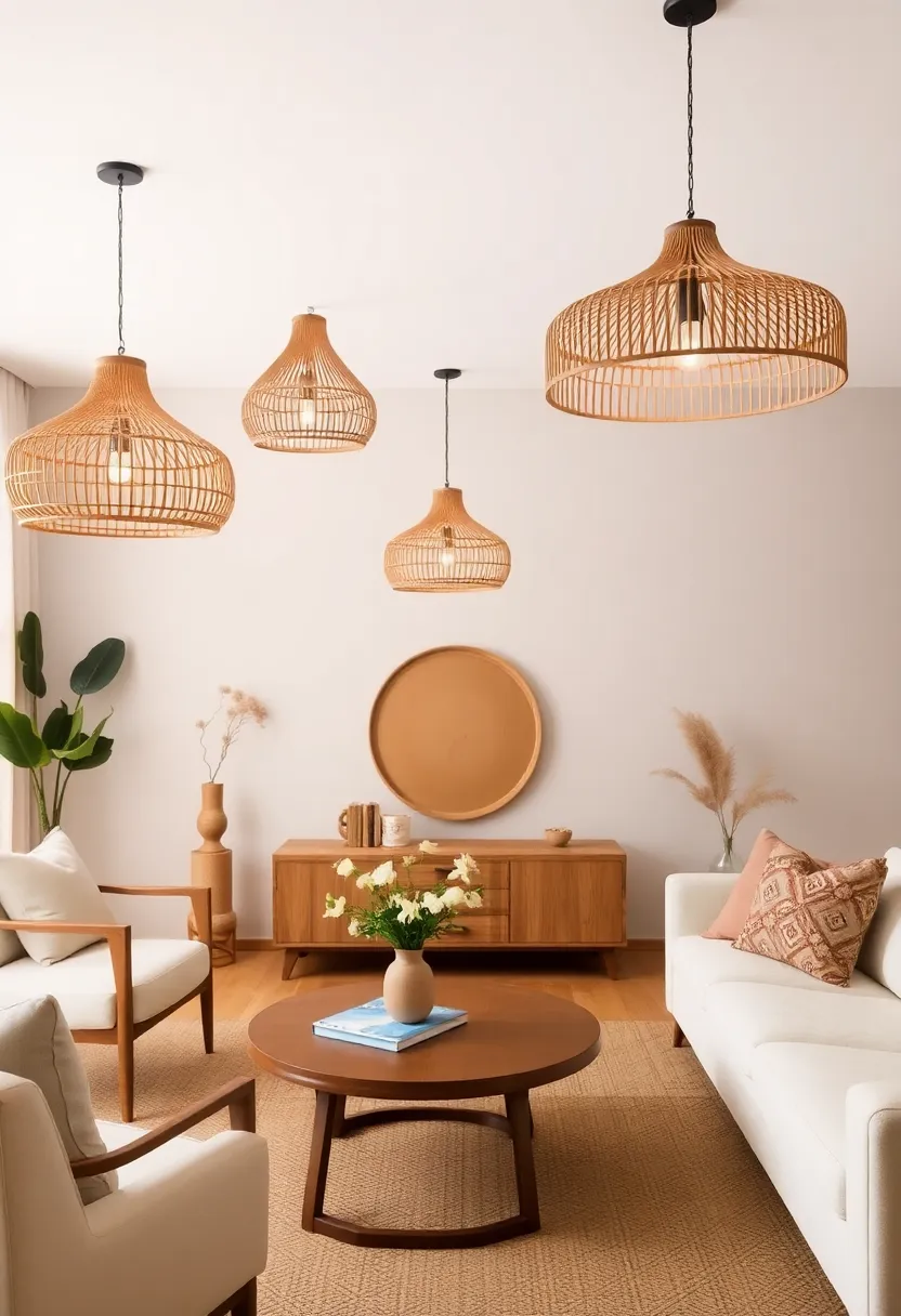 30+ Stunning Living Room Ceiling Lighting Ideas for Perfect Illumination 36 30+ Stunning Living Room Ceiling Lighting Ideas for Perfect Illumination - 6. Natural Materials in Lighting