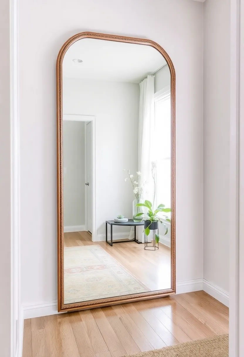 30+ Welcoming Living Room Entryway Ideas That Impress - 2. Statement Mirror