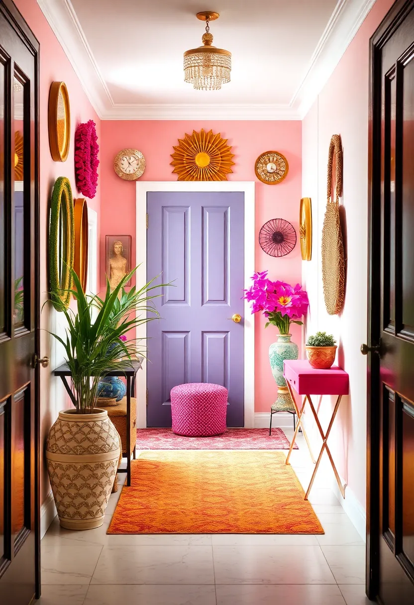 30+ Welcoming Living Room Entryway Ideas That Impress - 25. Color Pop with Accessories