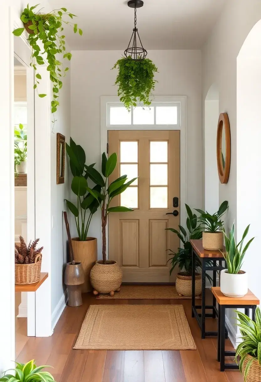 30+ Welcoming Living Room Entryway Ideas That Impress - 27. Sustainable Decor Choices