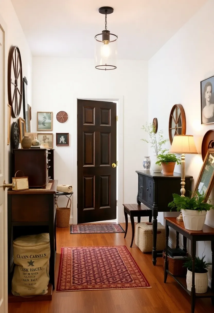 30+ Welcoming Living Room Entryway Ideas That Impress - 29. Vintage Finds