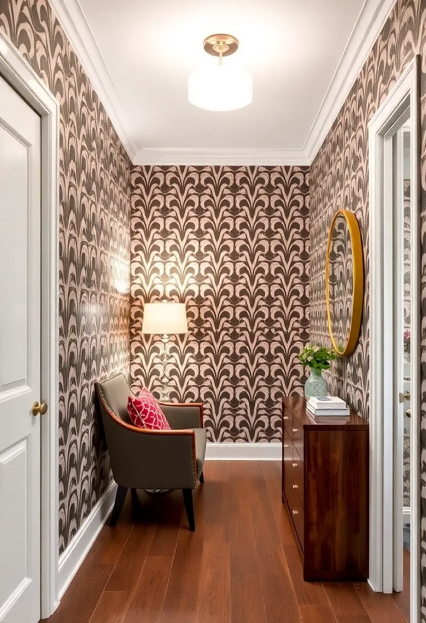 30+ Welcoming Living Room Entryway Ideas That Impress - 3. Bold Wallpaper