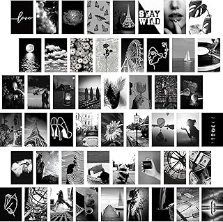 Wall Collage Kit, Black & White Aesthetic Pictures, 50PCS 4x6 Inch Pictu...
