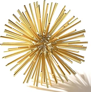 Gold Sphere Decor, Metal Gold Starburst Tabletop Sculpture Decor, Modern...