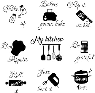 Seajan 4 Pcs Kitchen Wall Stickers Kitchen Quotes Wall Decals with Funny...