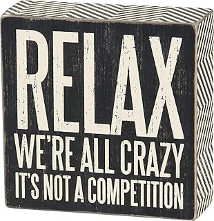 Primitives by Kathy 25172 Pinstriped Trimmed Box Sign, 5 by 5-Inch, Rela...