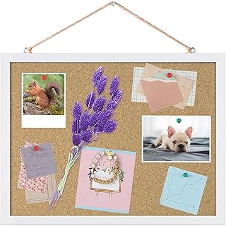 FEBSNOW Cork Board Bulletin Board 15.7 x 12 Inches with Rectangle White ...