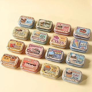 8Pcs Mini Vintage Desserts Tin Trinket Jewelry Organizer Storage Box Dec...