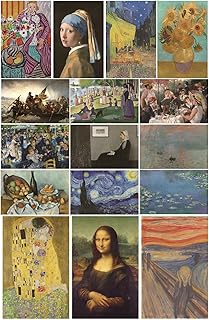 MINI ZOZI Famous Art Prints And Posters 16PCS Paintings Fine Art Impress...