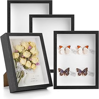Hacaroa Set of 4 Shadow Box Picture Frame, 8 x 6 Inches Wood Frame Memor...