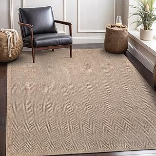 CAMILSON Easy Jute Rug 8x10, Indoor Outdoor Natural Color Fiber Area Rug...