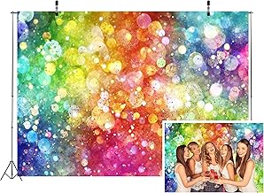 Fabric 7x5ft Glitter Rainbow Backdrop Colorful Bokeh Photography Backgro...