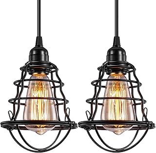 Industrial Pendant Light INNOCCY Edison Hanging Cage Pendant Lights E26 ...