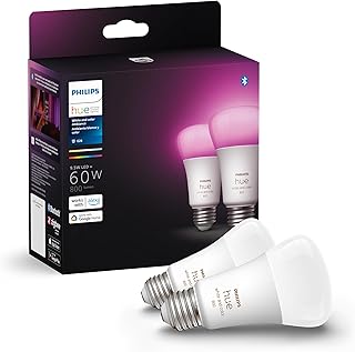 Smart 60W A19 LED Bulb - White and Color Ambiance Color-Changing Light -...