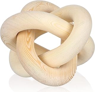3 Link Wood Knot Decor - Hand Carved Coffee Table Decoration, Boho Chain...