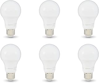 Amazon Basics A19 LED Light Bulbs, 60 Watt Equivalent, Energy Efficient ...