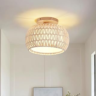 30+ Stunning Living Room Ceiling Lighting Ideas for Perfect Illumination 62 Boho Rattan Ceiling Light Fixture - 3 Style Options Wicker Semi Flush Mo...