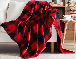 Touchat Fleece Throw Blankets, Buffalo Plaid Throw Blanket for Couch Sof...
