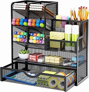 Marbrasse Mesh Pen Holder for Desk, Multi-Functional Pencil Organizer wi...