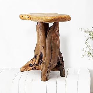 WELLAND Natural Tree Stump Stool, 19'' Tall Side Table, Live Edge Stool,...