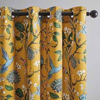 Topfinel Mustard Yellow Vintage Curtains & Drapes 84 Inches Long, Gromme...