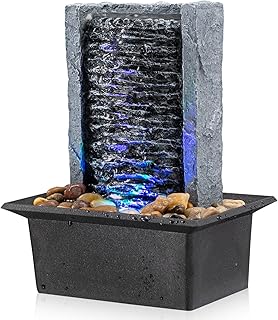 Tabletop Fountain Indoor Waterfall Rock Fountain LED-Lights Water Featur...