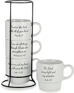 Signature Housewares Stackable Coffee Mug Tower Set with Metal Wire Rack...