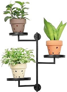Rotating Window Wall Plant Shelves Stand Holder, 3 Tiered Metal Floating...