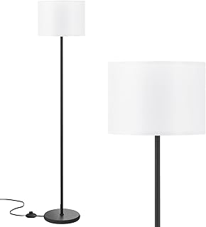 Modern Floor Lamp Simple Design with White Shade, Foot Pedal Switch, 60