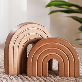 Set of 2 Wooden Arch Decor Boho Wood Rainbow Arch Decorative Objects Mod...