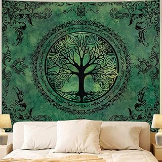 Apdidl Green Nature Tapestry for Bedroom Aesthetic, Hippie Ceiling Tree ...