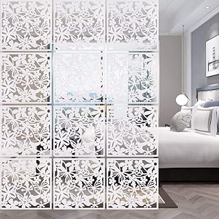 ANMINY 12 PCS Hanging Room Divider Flower Carving Pattern Panels Decorat...