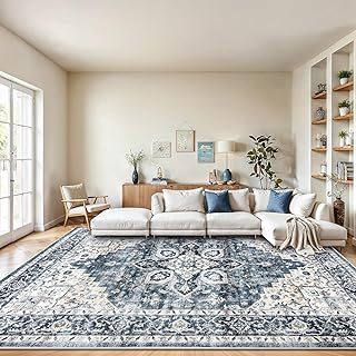 AMADA HOMEFURNISHING 8x10 Washable Area Rug, Low-Profile Large Area Rug ...