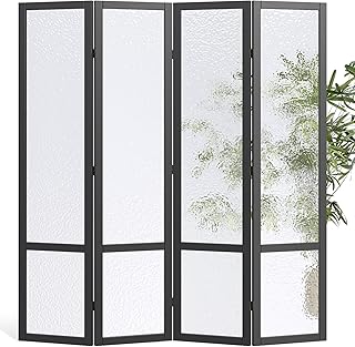 Acrylic Room Divider,4-Panel Freestanding Partition Screen, Frosted Tran...