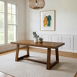 Plank+Beam 72 Inch Farmhouse Dining Table, Solid Wood Rustic Kitchen Tab...