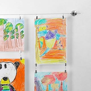 Art Display for Kids Artwork - 10ft Alloy Steel Wire with 48 Clips | Wil...