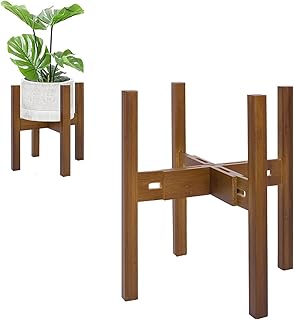 Adjustable Plant Stand Indoor,Bamboo Mid Century Modern Plants Stands, S...