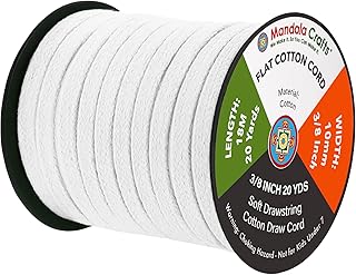 Mandala Crafts White Flat Drawstring Cord Drawstring Replacement, 3/8 In...