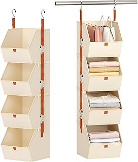 Hanging Closet Organizer 4 Tier - Clothes Hanging Shelves, Space-Saving ...
