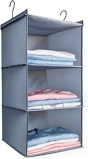 Hanging Closet Organizer and Storage 3-Shelf, Easy Mount Foldable Hangin...