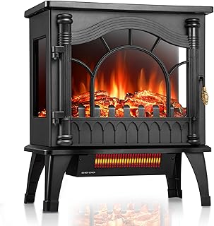 ZAFRO Freestanding Electric Fireplace Stove with Realistic Flame, 5100 B...