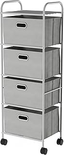 4 Drawer Storage Organizer ? Rolling Fabric Bin Storage Cart with Wheels...