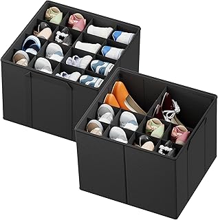 SpaceAid Shoe Organizer for Closet, 2 Pack Foldable Shoe Storage Contain...