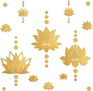 Lotus Flower Wall Decal Gold Wall Stickers Modern Lotus Sticker Yoga Wal...