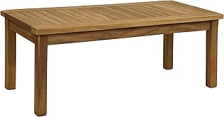 Sunnydaze 45-Inch Solid Teak Rectangular Outdoor Coffee Table - Patio Co...